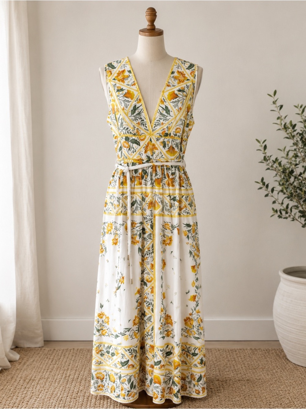 NEW Antonio Melani x Style by Simkins Hannah Poplin V-Neck Belted Maxi Dress ~ 8